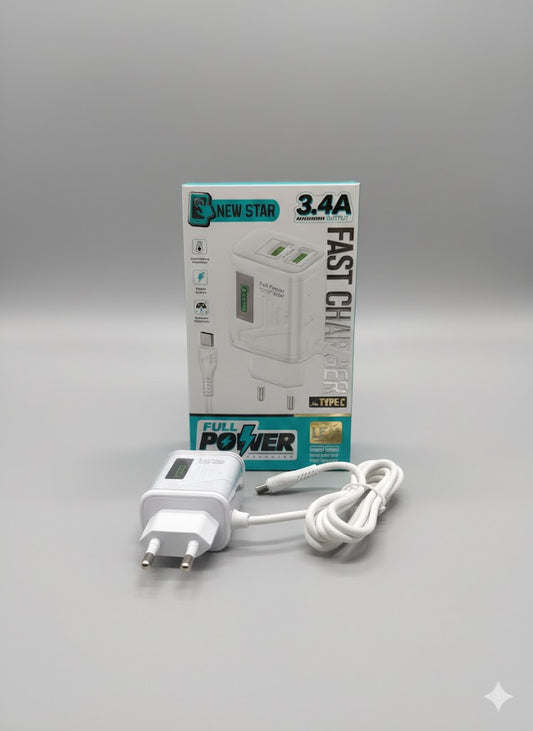 New Star Type C FAST CHARGER WITH 2 EXTRA USB PORTS