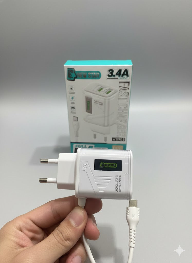 New Star Type C FAST CHARGER WITH 2 EXTRA USB PORTS