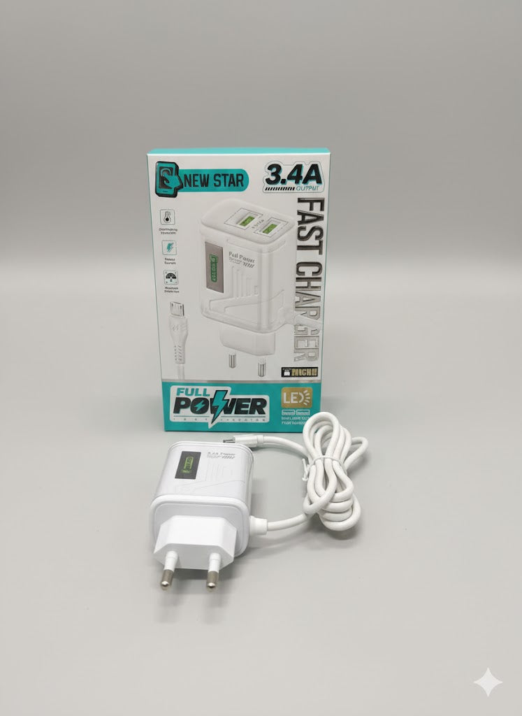 New Star FAST MICRO CHARGER WITH 2 EXTRA USB PORTS